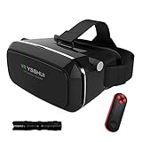 YSSHUI 3D-VR-Brille, 3D-VR-Headset mit Bluetooth-Fernbedienung Karton Virtual Reality Handy 3D-Filme Spiele mit Harz-Objektiv für 4,7-6,0 Inch Handys