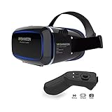 VR Brille mit controller für 3D Filme und Spiele, Brille Video Movie Game Brille 3D vr Kompatibel mit 4.7 ~ 6 Zoll Smartphones (Schwarz)